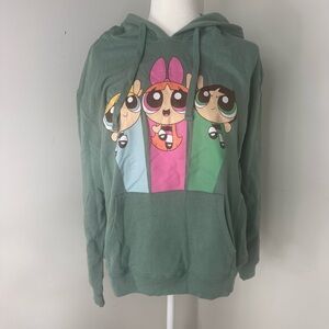 NWT The Powerpuff Girls Graphic Print Pullover Hoodie Women’s Size XL Green